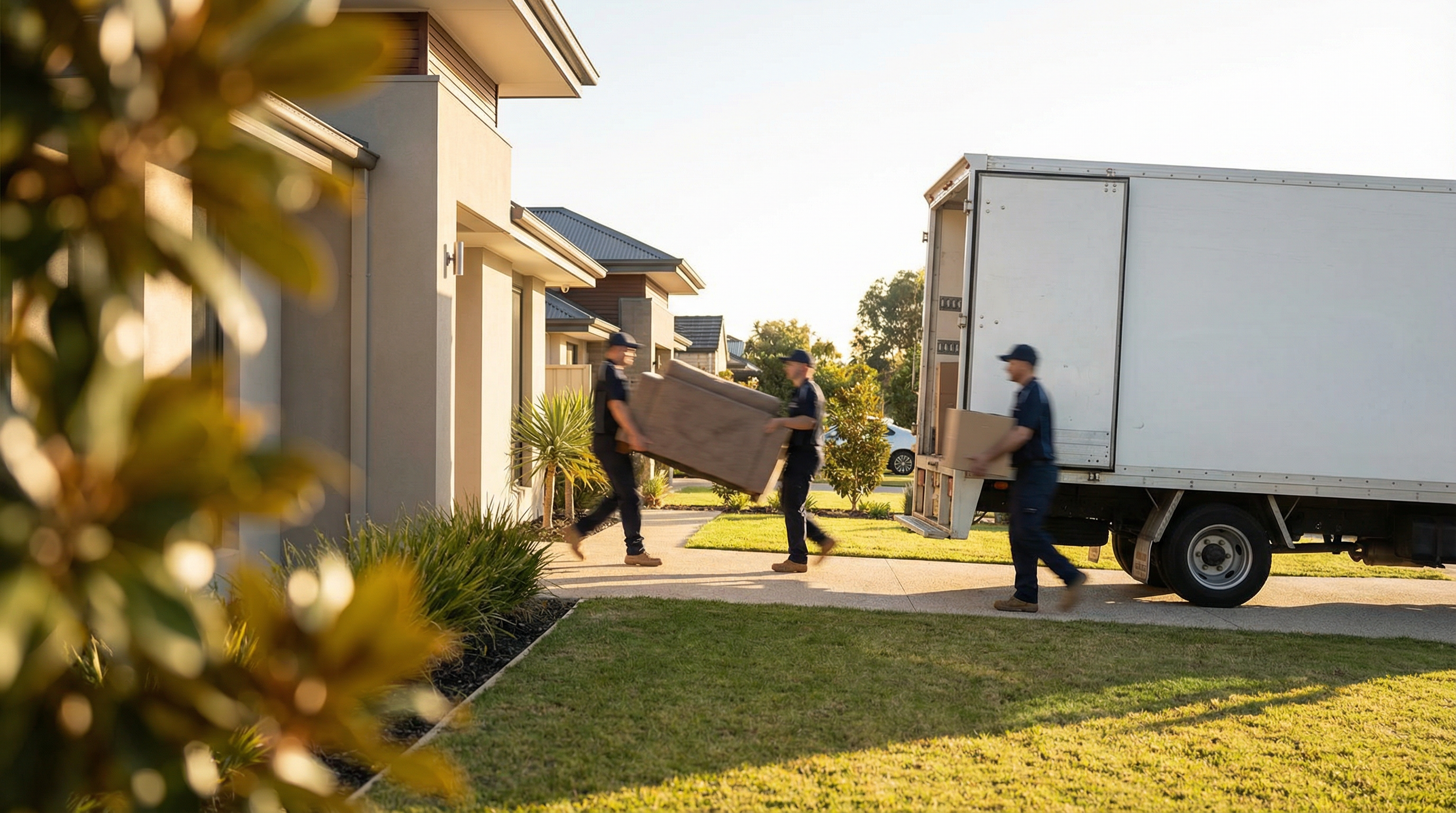 Professional junk removal team loading furniture into truck